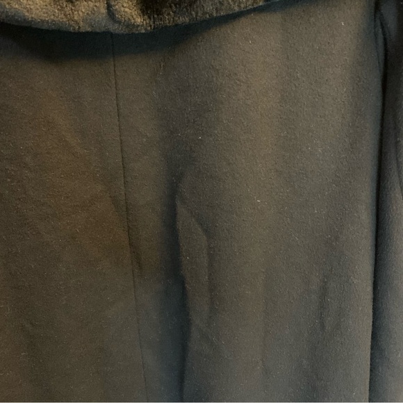 Liz Claiborne Black Faux Fur Collar Long Pea Coat. Size Large. - Picture 10 of 13